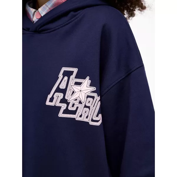 imageAelfric Eden Vintage Star Print Hoodie Oversized Heavyweight Y2k Streetwear Hoodies with PocketBlue