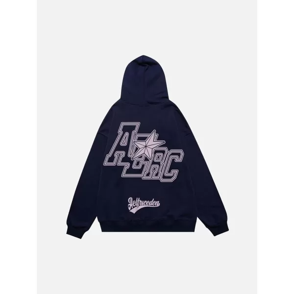 imageAelfric Eden Vintage Star Print Hoodie Oversized Heavyweight Y2k Streetwear Hoodies with PocketBlue