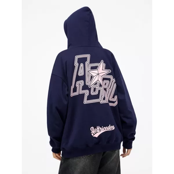 imageAelfric Eden Vintage Star Print Hoodie Oversized Heavyweight Y2k Streetwear Hoodies with PocketBlue