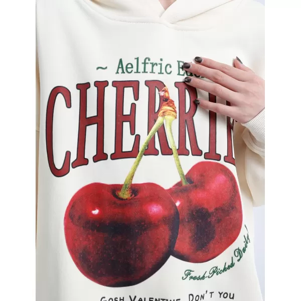 imageAelfric Eden Women Cherries Graphic Print Hoodie Oversized Streetwear Hoodies Sweatshirt12ab4apricot