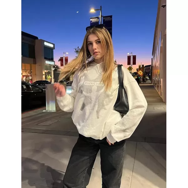 imageAelfric Eden Womens Oversized Hoodies Shadow Star Print Graphic Sweatshirt Long Sleeve Casual 2024 Fall Outfits TrendyWhite