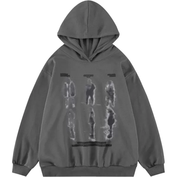 imageAelfric Eden Graphic Hoodies for Men Vintage Printed Hoodie Sweatshirt Oversized Long Sleeve Streetwear Hooded PulloverGrey
