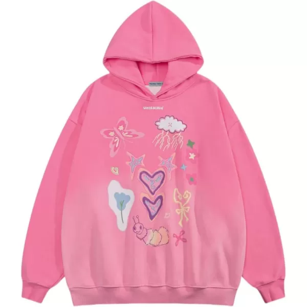 imageAelfric Eden Graphic Hoodies for Women Vintage Printed Sweatshirt Y2K Oversized hoodie PulloverPink
