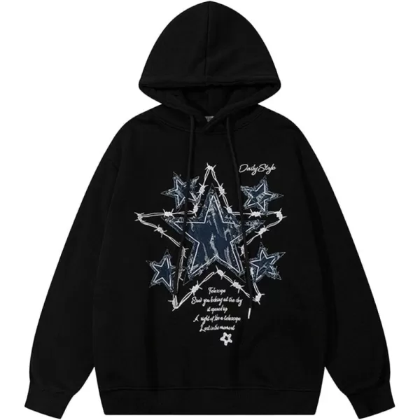 imageAelfric Eden Star Graphic Hoodies Streetwear Hooded Sweatshirt Pullover Hip Hop Fashion Hoodies Unisex2black