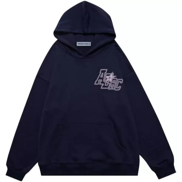 imageAelfric Eden Vintage Star Print Hoodie Oversized Heavyweight Y2k Streetwear Hoodies with PocketBlue