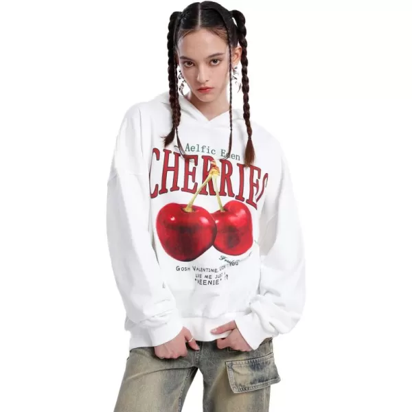 imageAelfric Eden Women Cherries Graphic Print Hoodie Oversized Streetwear Hoodies Sweatshirt11ab4white