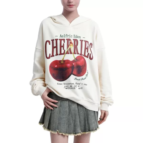 imageAelfric Eden Women Cherries Graphic Print Hoodie Oversized Streetwear Hoodies Sweatshirt12ab4apricot