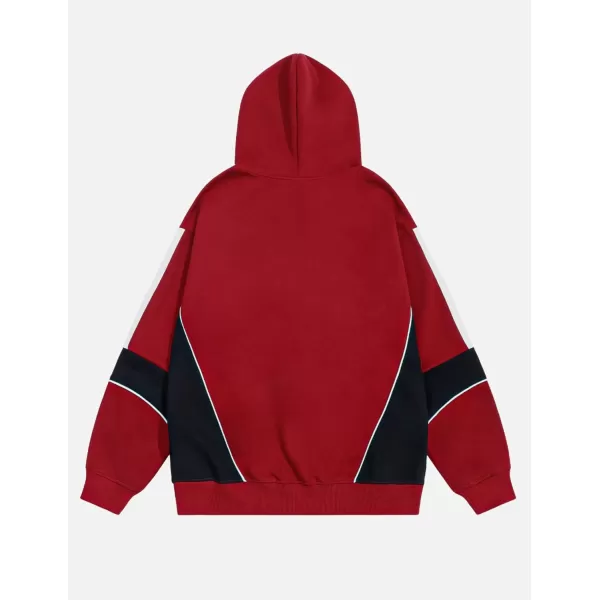 imageAelfric Eden Hoodies Color Blocking Embroidery Hoodie Oversized Hooded Pullover Sweatshirts 2024 Trendy OutfitsRed