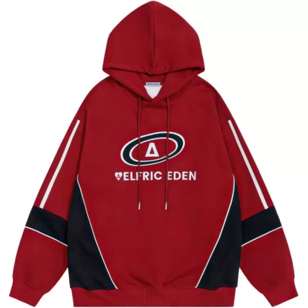 imageAelfric Eden Hoodies Color Blocking Embroidery Hoodie Oversized Hooded Pullover Sweatshirts 2024 Trendy OutfitsRed