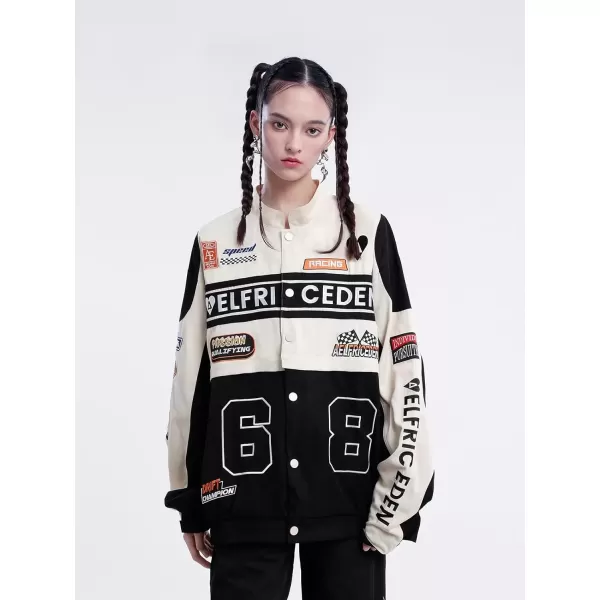 imageAelfric Eden Detachable Racing Jacket Oversized Vintage Varsity Jackets Baseball Bomber CoatsBlack