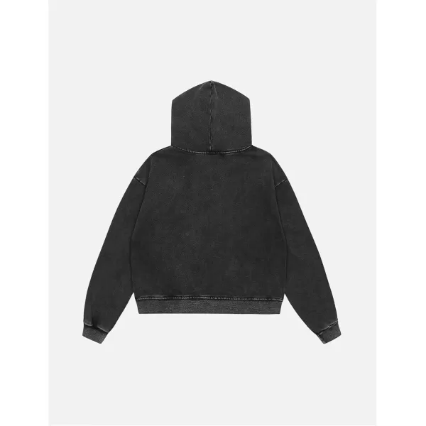 imageAelfric Eden Hoodies Washed Solid Zip Up Hoodie Casual Cropped Hooded Sweatshirt Long Sleeve Zipper Pullover StreetwearBlack