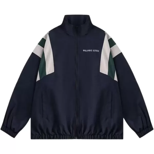 imageAelfric Eden Womens Windbreaker Jacket Y2k Zip Up Jackets Vintage Color Block Oversized Jacket Casual Track JacketsA1navy Blue