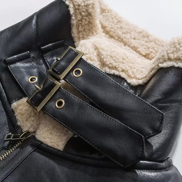 imageAelfric Eden Mens PU Jacket Oversized Varsity Jacket Zipper Closure Casual Patchwork Lamb Collar Winter Coats02black