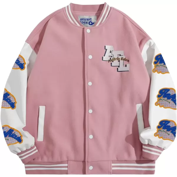 imageAelfric Eden Mens Varsity Jackets Bomber Letterman Jacket Oversized Y2k Baseball Coats6pink