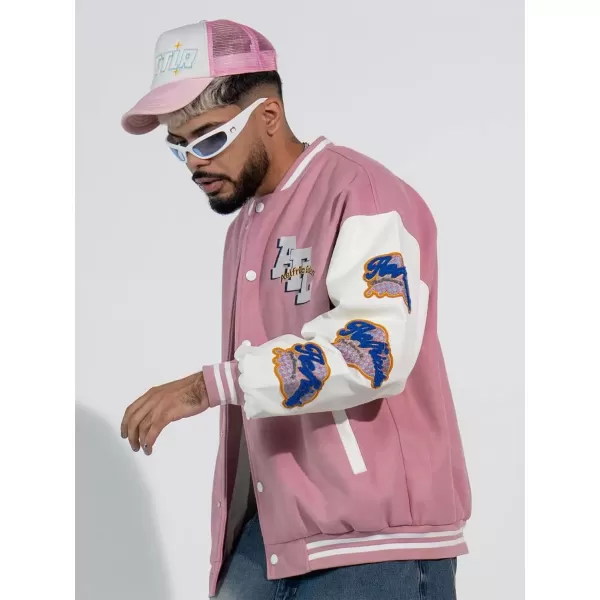 imageAelfric Eden Mens Varsity Jackets Bomber Letterman Jacket Oversized Y2k Baseball Coats6pink