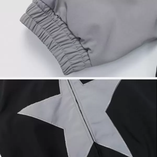 imageAelfric Eden Reflective Stripe Star Zipper Jacket Graphic Oversized Lightweight Jacket Casual Comfy Soft CoatsBlack