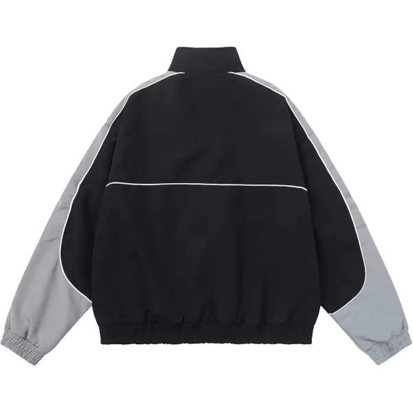 imageAelfric Eden Reflective Stripe Star Zipper Jacket Graphic Oversized Lightweight Jacket Casual Comfy Soft CoatsBlack