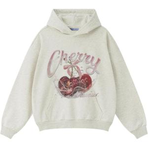 imageAelfric Eden Graphic Hoodies Cherry Print Hoodie Long Sleeve Oversized Hooded Pullover Sweatshirt 2025 Trendy Tops Outfits01 Grey