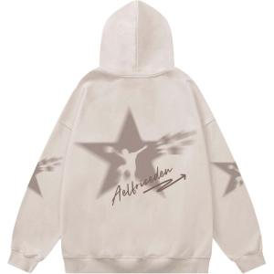 imageAelfric Eden Star Figure Print Hoodie Oversized Graphic Hoodies Unisex Y2K Hoodies Sweatshirt Long Sleeve Pocket PulloverKhaki