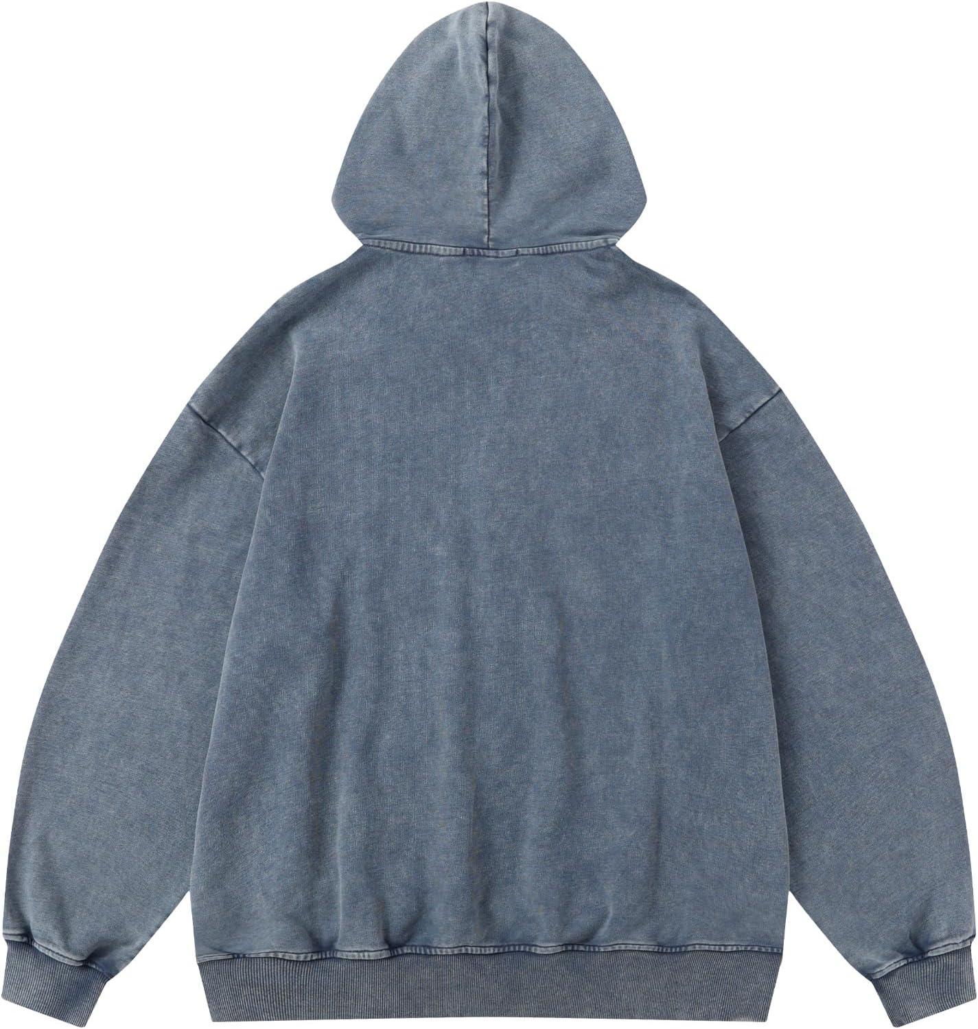 imageAelfric Eden Mens Lightning Graphic Hoodies Print Oversized Unisex Streetwear Vintage Hoodie Y2k Sweatshirt Pocket PulloverBlue Grey