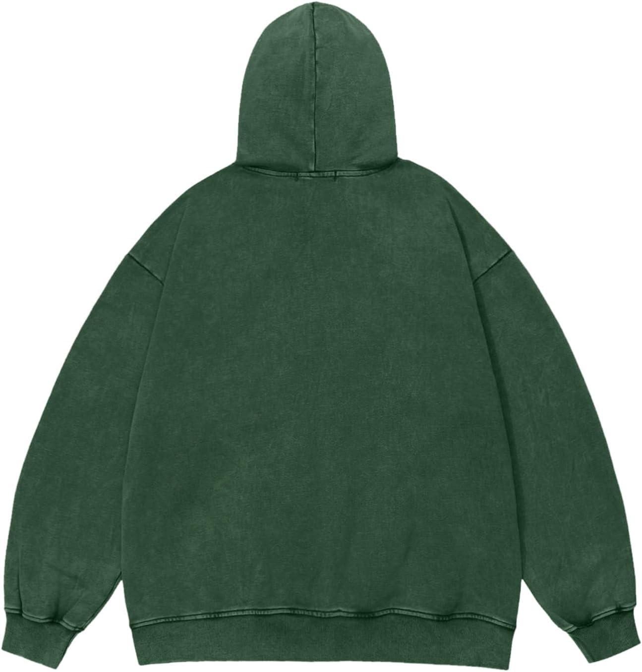 imageAelfric Eden Mens Lightning Graphic Hoodies Print Oversized Unisex Streetwear Vintage Hoodie Y2k Sweatshirt Pocket PulloverDark Green