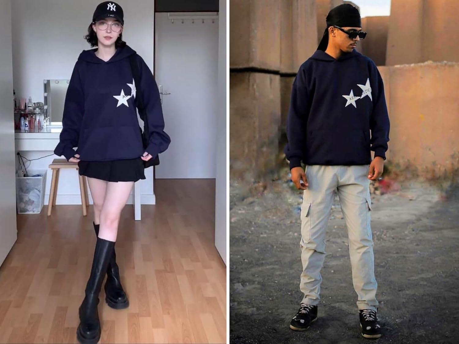 imageAelfric Eden Star Hoodies Y2k Oversized Graphic Hoodies Aesthetic 90s Crewneck Sweatshirt Long Sleeve Pullover TopsA1navy Blue