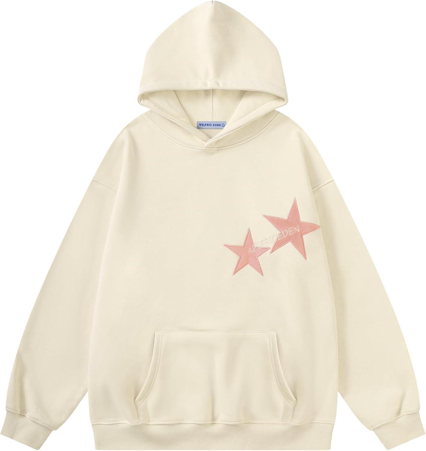 imageAelfric Eden Star Hoodies Y2k Oversized Graphic Hoodies Aesthetic 90s Crewneck Sweatshirt Long Sleeve Pullover TopsApricot
