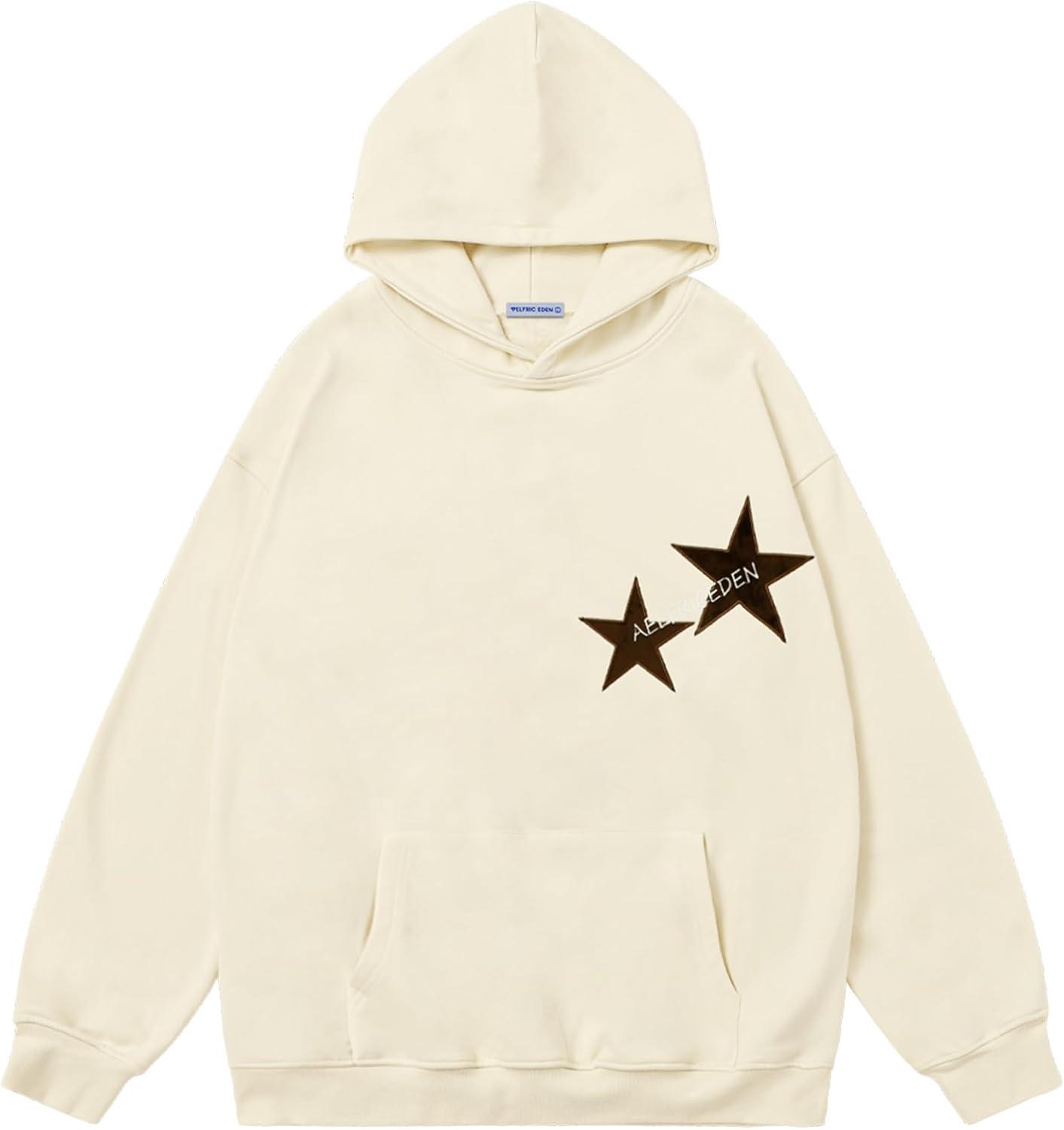 imageAelfric Eden Star Hoodies Y2k Oversized Graphic Hoodies Aesthetic 90s Crewneck Sweatshirt Long Sleeve Pullover TopsBeige