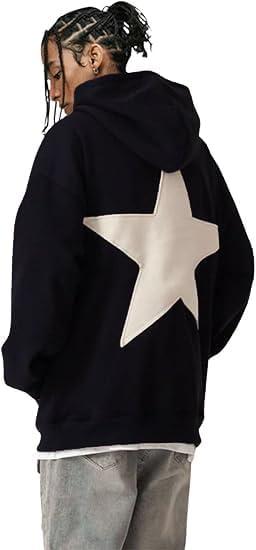 imageAelfric Eden Star Hoodies Y2k Oversized Graphic Hoodies Aesthetic 90s Crewneck Sweatshirt Long Sleeve Pullover TopsBlackwhite Star