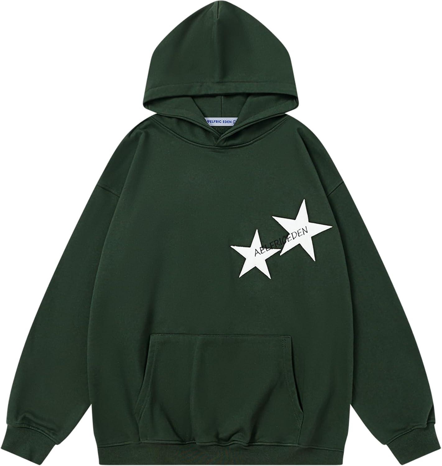 imageAelfric Eden Star Hoodies Y2k Oversized Graphic Hoodies Aesthetic 90s Crewneck Sweatshirt Long Sleeve Pullover TopsGreen