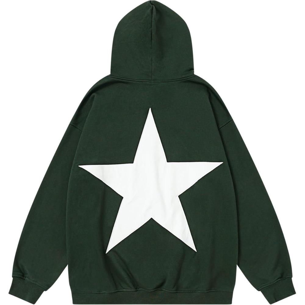 imageAelfric Eden Star Hoodies Y2k Oversized Graphic Hoodies Aesthetic 90s Crewneck Sweatshirt Long Sleeve Pullover TopsGreen