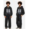 imageAelfric Eden Graffiti Hoodie Number Washed Hoodies Long Sleeve Oversized Hooded Pullover Sweatshirt 2025 Trendy OutfitsBlack