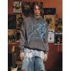 imageAelfric Eden Mens Lightning Graphic Hoodies Print Oversized Unisex Streetwear Vintage Hoodie Y2k Sweatshirt Pocket PulloverGrey