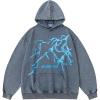 imageAelfric Eden Mens Lightning Graphic Hoodies Print Oversized Unisex Streetwear Vintage Hoodie Y2k Sweatshirt Pocket PulloverBlue Grey