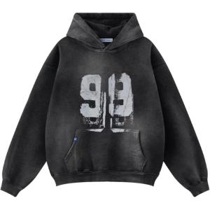 imageAelfric Eden Graffiti Hoodie Number Washed Hoodies Long Sleeve Oversized Hooded Pullover Sweatshirt 2025 Trendy OutfitsBlack