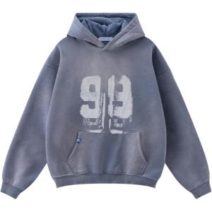 imageAelfric Eden Graffiti Hoodie Number Washed Hoodies Long Sleeve Oversized Hooded Pullover Sweatshirt 2025 Trendy OutfitsBlue
