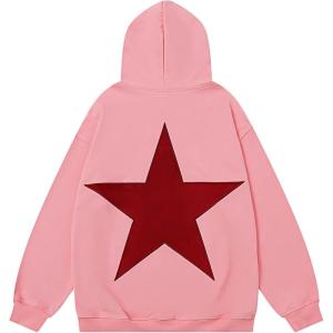 imageAelfric Eden Star Hoodies Y2k Oversized Graphic Hoodies Aesthetic 90s Crewneck Sweatshirt Long Sleeve Pullover TopsA1pink
