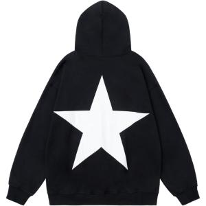 imageAelfric Eden Star Hoodies Y2k Oversized Graphic Hoodies Aesthetic 90s Crewneck Sweatshirt Long Sleeve Pullover TopsBlackwhite Star
