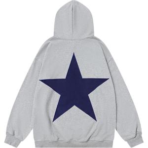 imageAelfric Eden Star Hoodies Y2k Oversized Graphic Hoodies Aesthetic 90s Crewneck Sweatshirt Long Sleeve Pullover TopsGrey