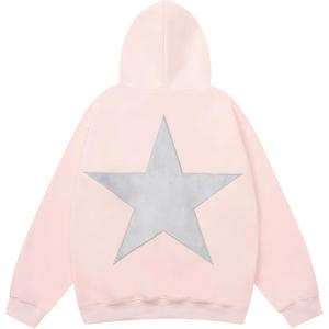 imageAelfric Eden Star Hoodies Y2k Oversized Graphic Hoodies Aesthetic 90s Crewneck Sweatshirt Long Sleeve Pullover TopsLight Pink