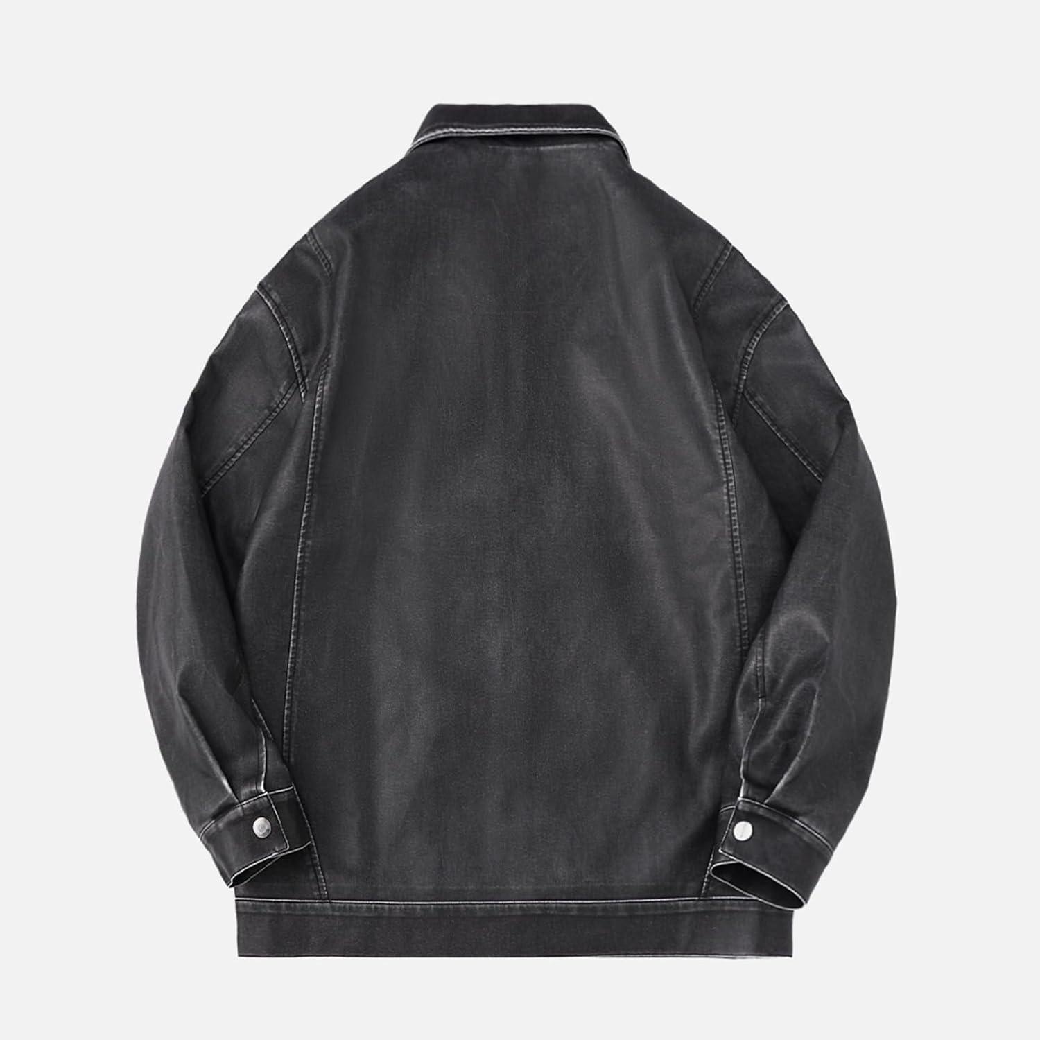 imageAelfric Eden Leather Jacket Faux Vintage Oversized Motorcycle Jackets Zip Up Moto Jacket Fashion Trendy Outfits UnisexBlack
