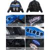 imageAelfric Eden Color Block Leather Bomber Jacket Vinatge Varsity Jacket Unisex Moto Racing Biker JacketsAblack