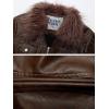 imageAelfric Eden Womens Leather Jacket Zipper Fashion Vintage Furry Paneled Faux Leather CoatCoffee