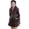 imageAelfric Eden Womens Leather Jacket Zipper Fashion Vintage Furry Paneled Faux Leather CoatCoffee
