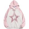 imageAelfric Eden Suede Star Patchwork Full Zip Up Hoodie Oversized Graphic Hoodies Y2K Hooded Casual Sweatshirts JacketsPink