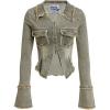 imageAelfric Eden Womens Denim Jacket Fringe TwoWay Zipper Fashion Vintage Washed Long Sleeve Jean Coat01blue