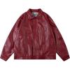 imageAelfric Eden Womens Faux Leather Jacket Oversized Vintage Motorcycle Jackets Moto Coats Unisex Trendy Streetwear JacketBurgundy