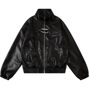 imageAelfric Eden Womens Leather Jacket Faux Motorcycle Bomber Coats 2024 Fall Fashion Winter OutfitsBlack