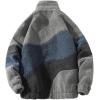 imageAelfric Eden Mens Vintage Patchwork Fleece Coats Splicing Contrast Sherpa Coat Unisex Casual Oversized Jackets1539grey