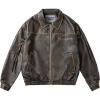 imageAelfric Eden Jackets Multi Pocket Faux Leather Cropped Jacket Classic Vintage Comfy Soft Coats 2024 Trendy OutfitsCoffee
